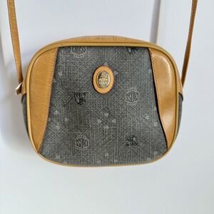 VTG Mark Cross Monogram Coated Canvas‎ Leather Crossbody Purse